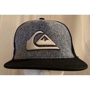 Quicksilver SnapBack Mesh Trucker Hat Blue Stripes Beach Surfing